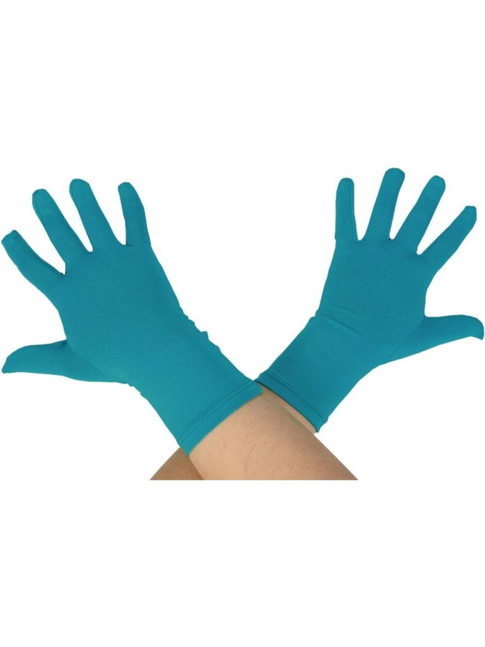 Women's Lake Blue 9.5“ Unisex Short Spandex Length Stretchy Costume Gloves